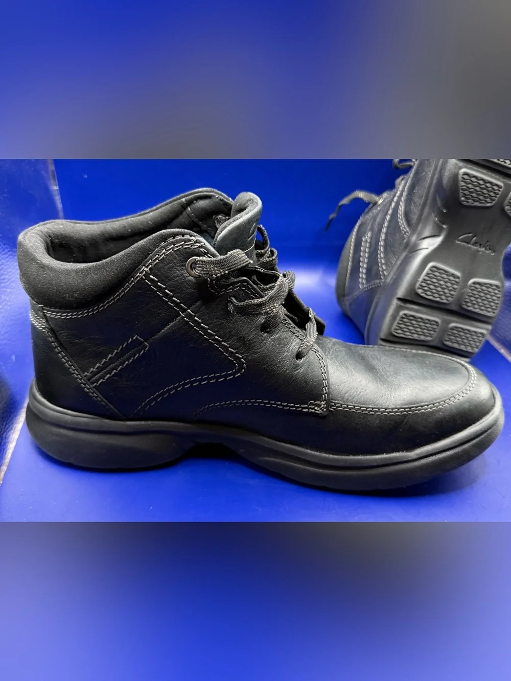 Clarks Collection Men's Black Leather Ankle Boots - Bradley Mid Size 9